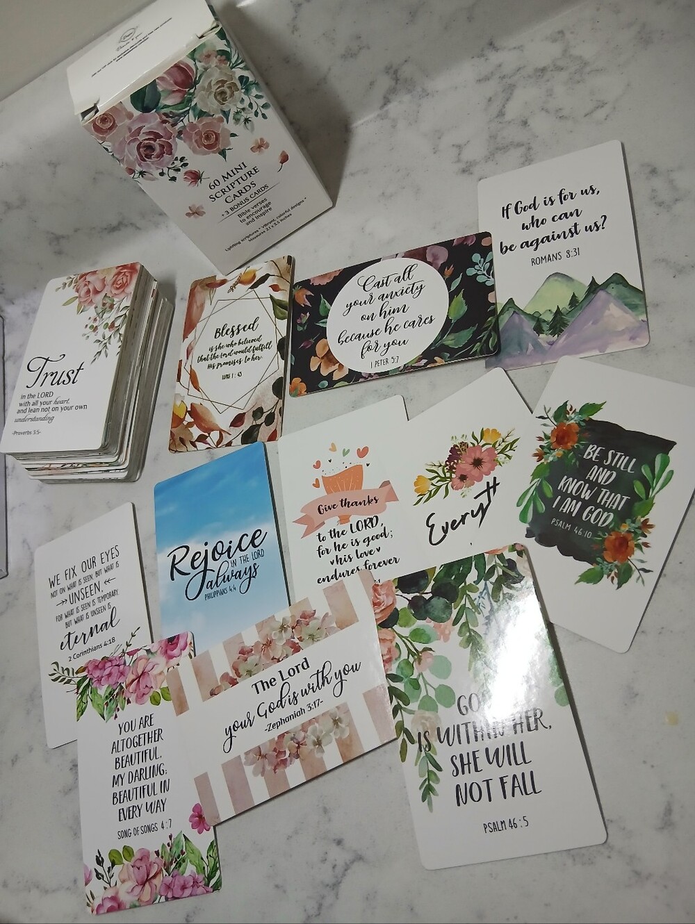 Scripture Cards Positive Bible Quotes Floral Design Art